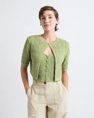 Short-Sleeve Crochet Cardigan