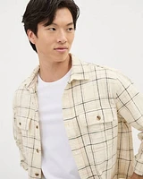 White Textured Plaid Overshirt