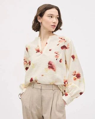 Blouse Facile d'Entretien avec Manches Longues Bouffantes