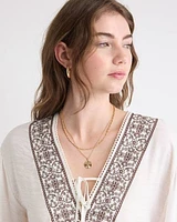 Collier à Double Chaîne avec Pendentif Rond en Métal