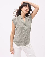 Extended-Sleeve Buttoned-Down Fluid Blouse with Shirt Collar