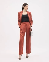 Barrel-Leg High-Rise Satin Pant
