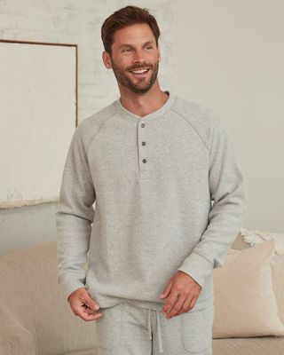 RW&Co Brushed Waffle Henley Pullover Sweater men