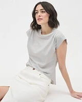 Extended-Sleeve Crew-Neck Linen-Blend Top