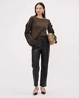 Straight-Leg High-Rise Faux Leather Pant