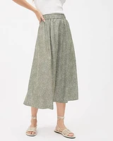 Twill High-Waisted Flare Midi Skirt