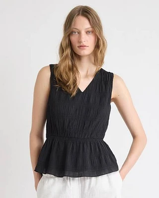 Sleeveless V-Neck Peplum Blouse