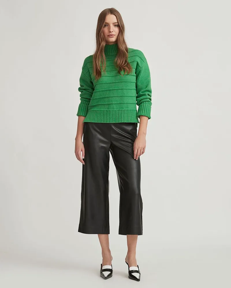 High-Rise Wide-Leg Long Twill Pant