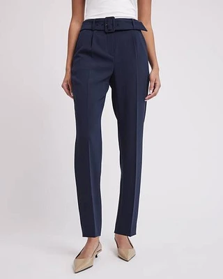 High-Rise Tapered Ankle Leg Crepe Pant With Belt