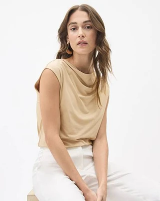 Extended-Sleeve Tee with Cowl Neckline