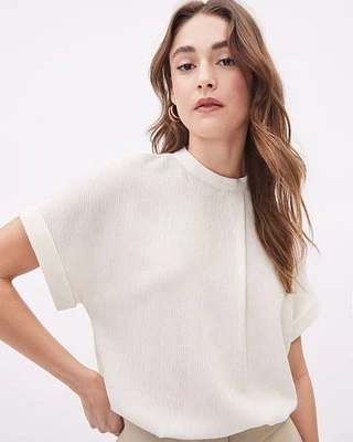 Extended-Sleeve Textured Tencel Blouse