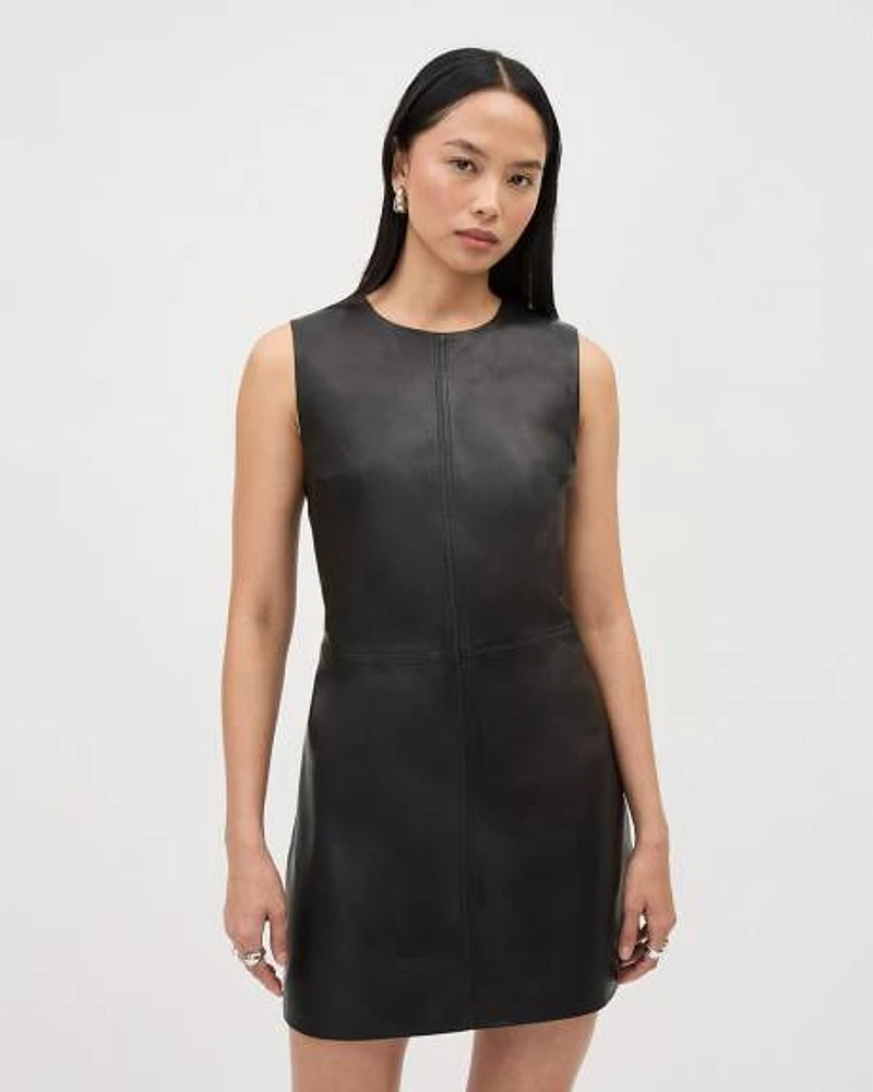 Mini Shift Genuine Leather Dress