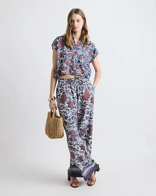 Pantalon Fluide à Taille Haute et Jambe Large