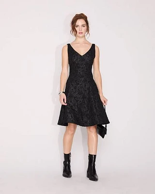 Sleeveless Fit and Flare Jacquard Dress