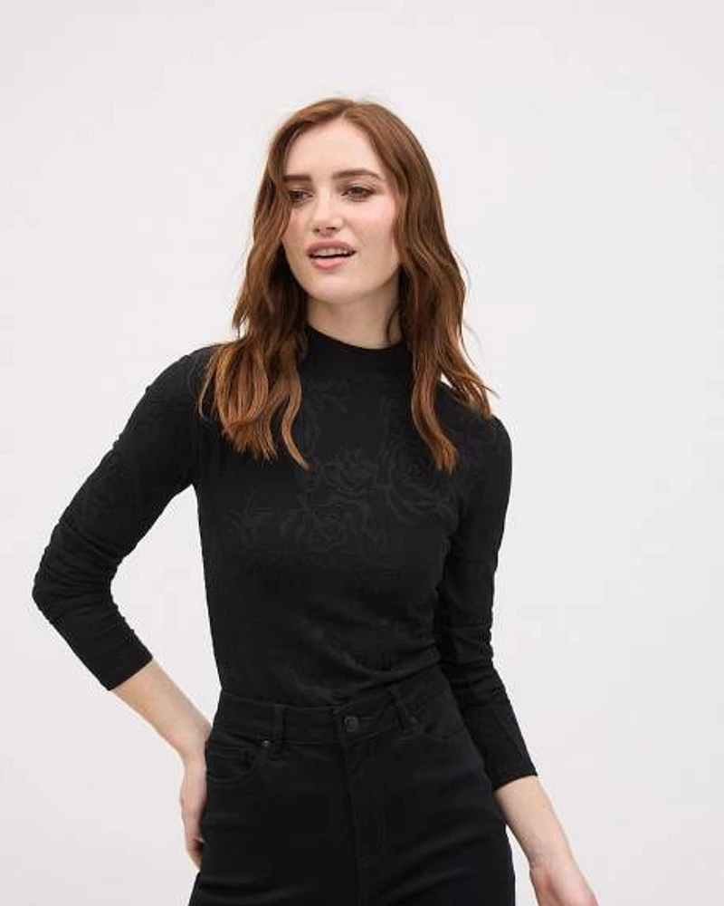 Long-Sleeve Mock-Neck Top