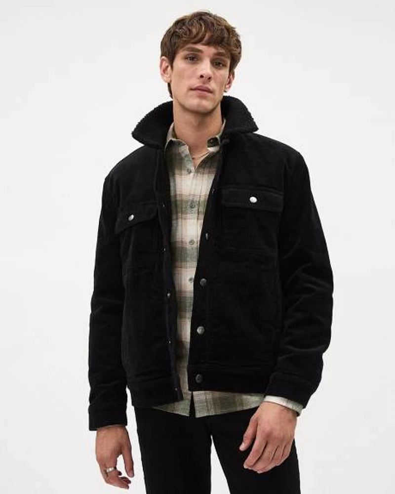 Corduroy Jacket with Sherpa Shirt Collar