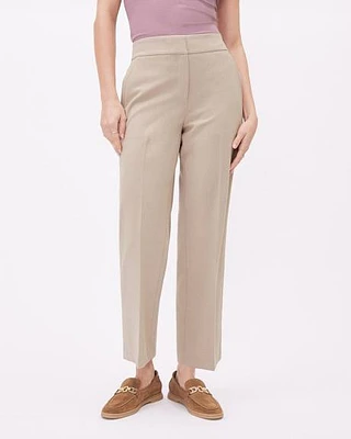 Straight-Leg High-Rise Cropped Twill Pant