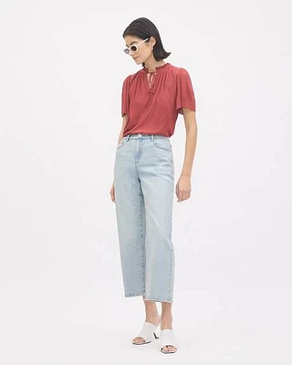 Light-Wash High-Rise Wide-Leg Cropped Jeans