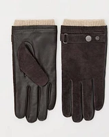 Suede and Leather Gloves with Tab