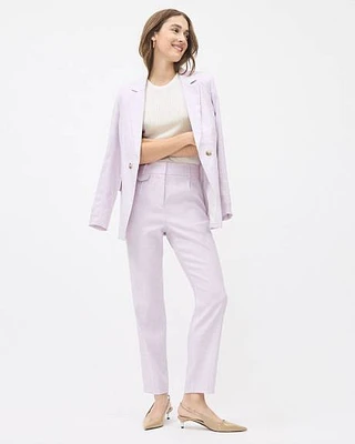 Two-Tone Tapered-Leg High-Rise Linen Pant