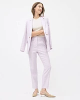 Two-Tone Tapered-Leg High-Rise Linen Pant