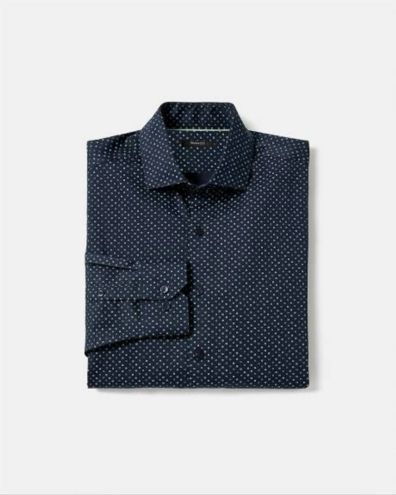 Dotted Two-Tone Regular-Fit Dress Shirt