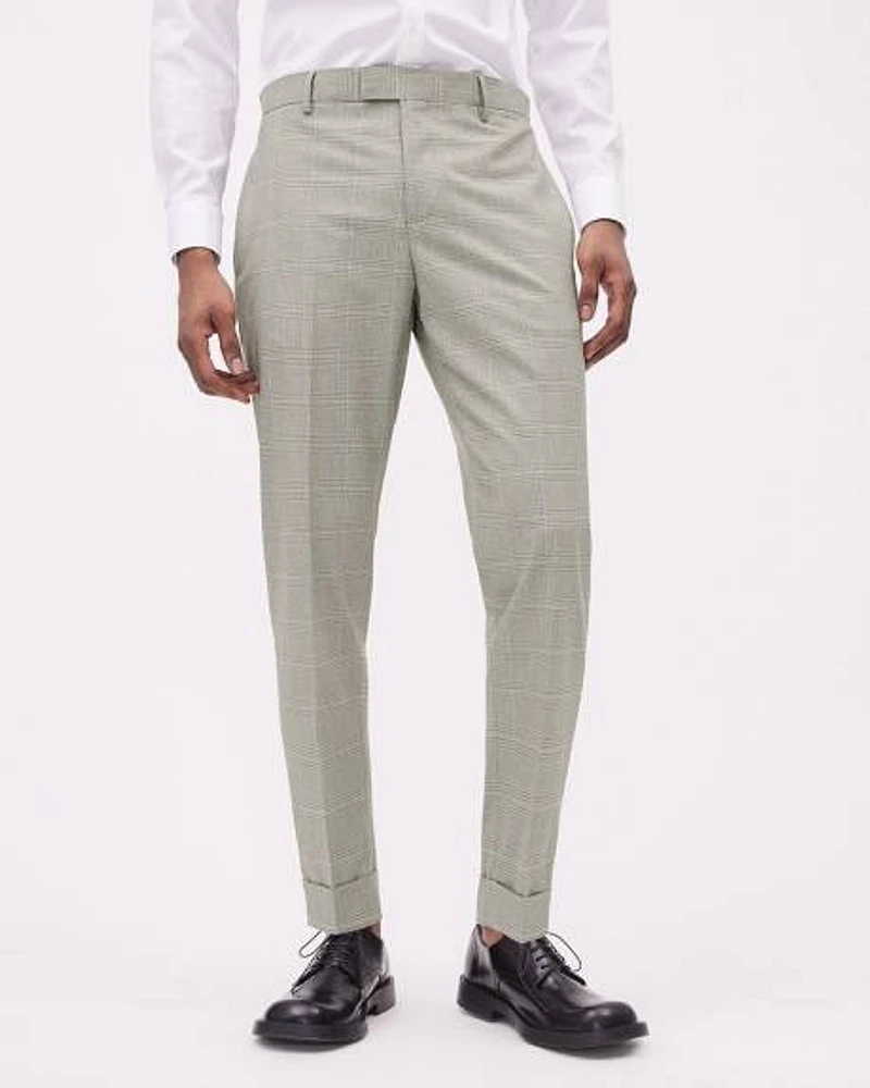 Pleated Tapered-Leg Checkered Suit Pant