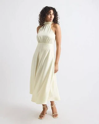 Sleeveless Halter-Neck Satin Dress