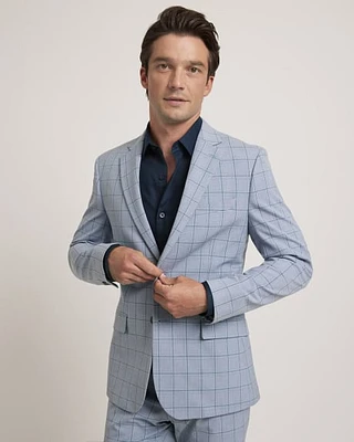 Slim-Fit Checkered Suit Blazer