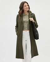 Fitted Long Twill Coat