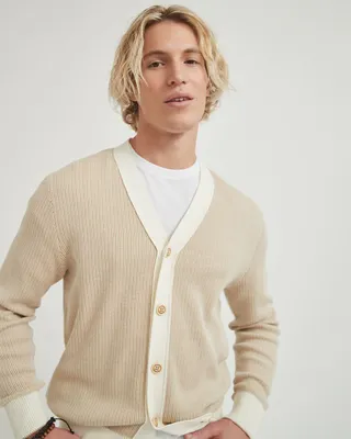 RW&Co Gender-Neutral Two-Tone Ribbed Cardigan men