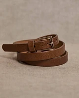 Skinny Leather Belt with Square Buckle