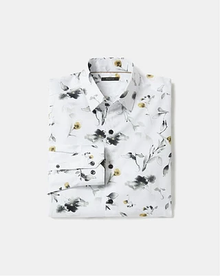 Slim-Fit Dress Shirt with Watercolour Floral Pattern