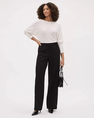 Pull-On Mid-Rise Wide-Leg Pant