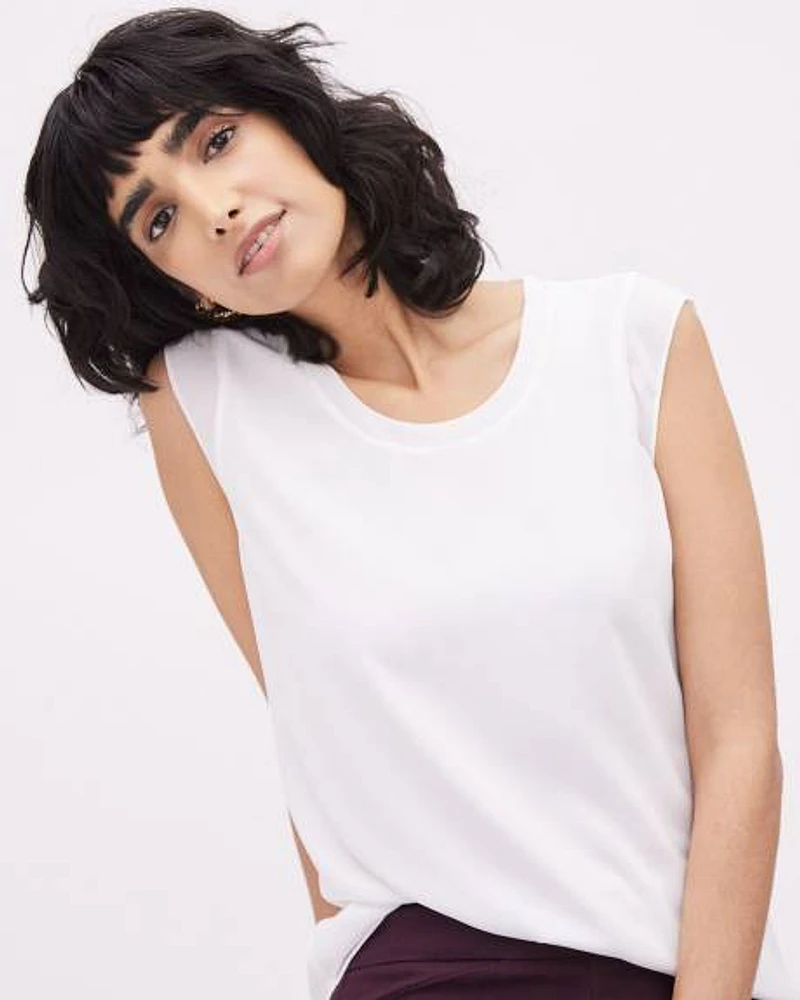 Basic Silky Crepe Cap Sleeve Blouse