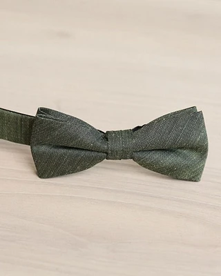 Dark Green Linen-Blend Bow Tie