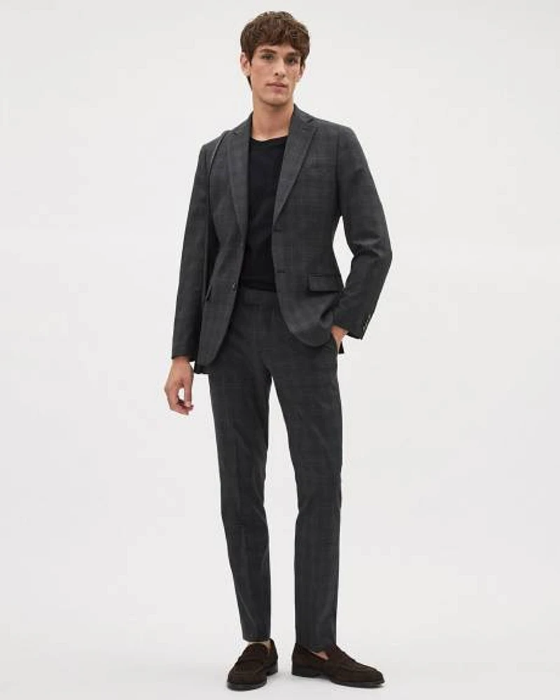 Slim-Fit Dark Grey Checkered Suit Pant