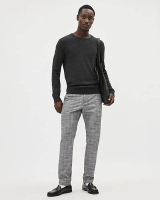 Pantalon de Ville Carreauté Gris à Coupe Étroite