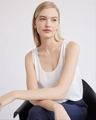 White U-Neck Silky Crepe Cami