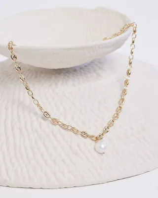 RW&CO. - Short Necklace with Pearl Pendant - Gold - 1SIZE