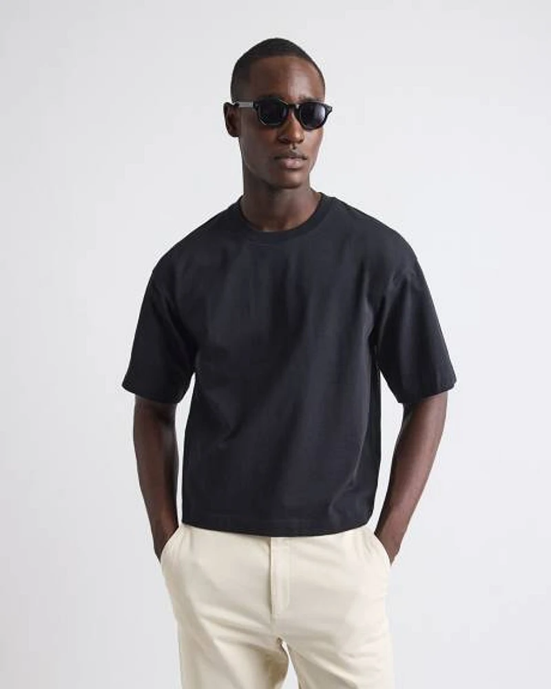Heavy Short-Sleeve Crew-Neck Cropped Tee