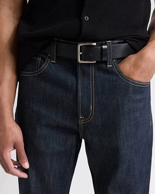 Tan Leather Belt with Square Buckle