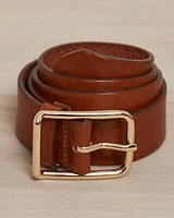 Large Leather Belt with Square Buckle