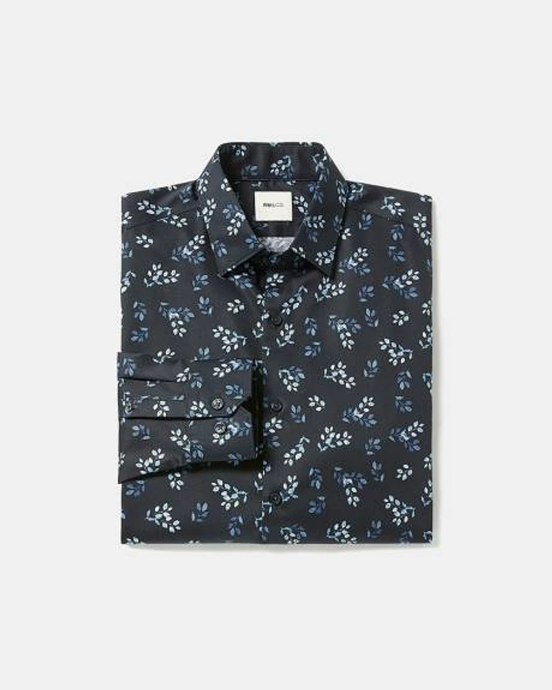 Tailored-Fit Dress Shirt with Botanical Print