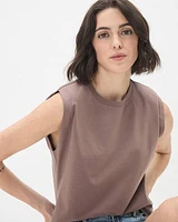 Loose Crew-Neck Muscle Tank with Shoulder Pads