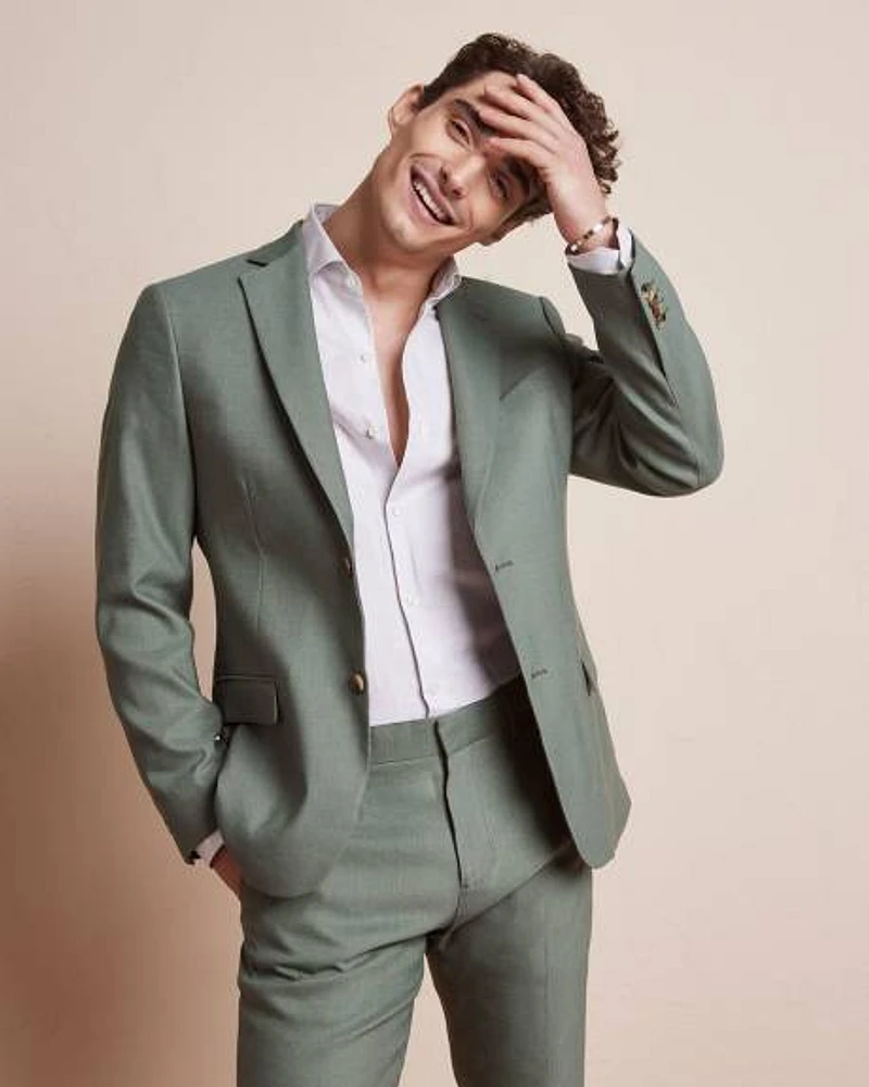 Slim Fit Stretch Linen Blazer