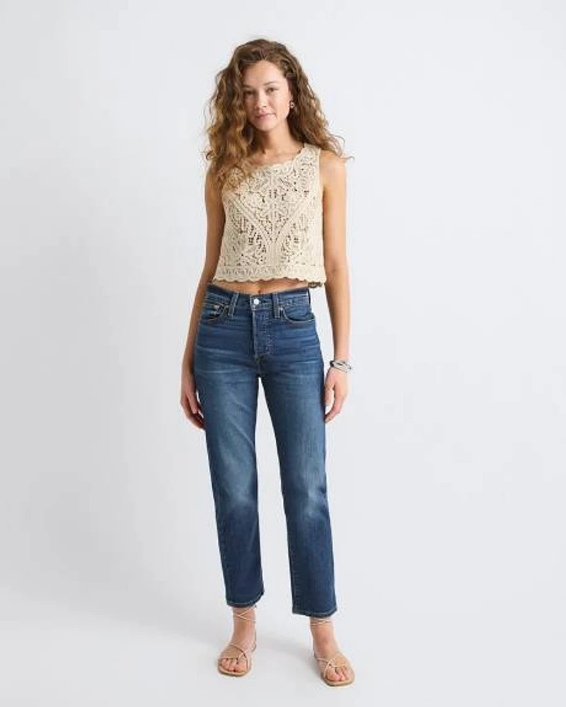 Wedgie Straight-Leg Cropped Jeans