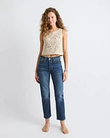 Wedgie Straight-Leg Cropped Jeans