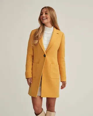 RW&Co Classic One-Button Twill Coat with Patch Pockets women