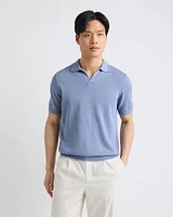 Cotton Short-Sleeve Polo with Johnny Collar